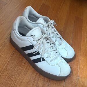 Adidas Women’s White Sneakers with Black Stripes